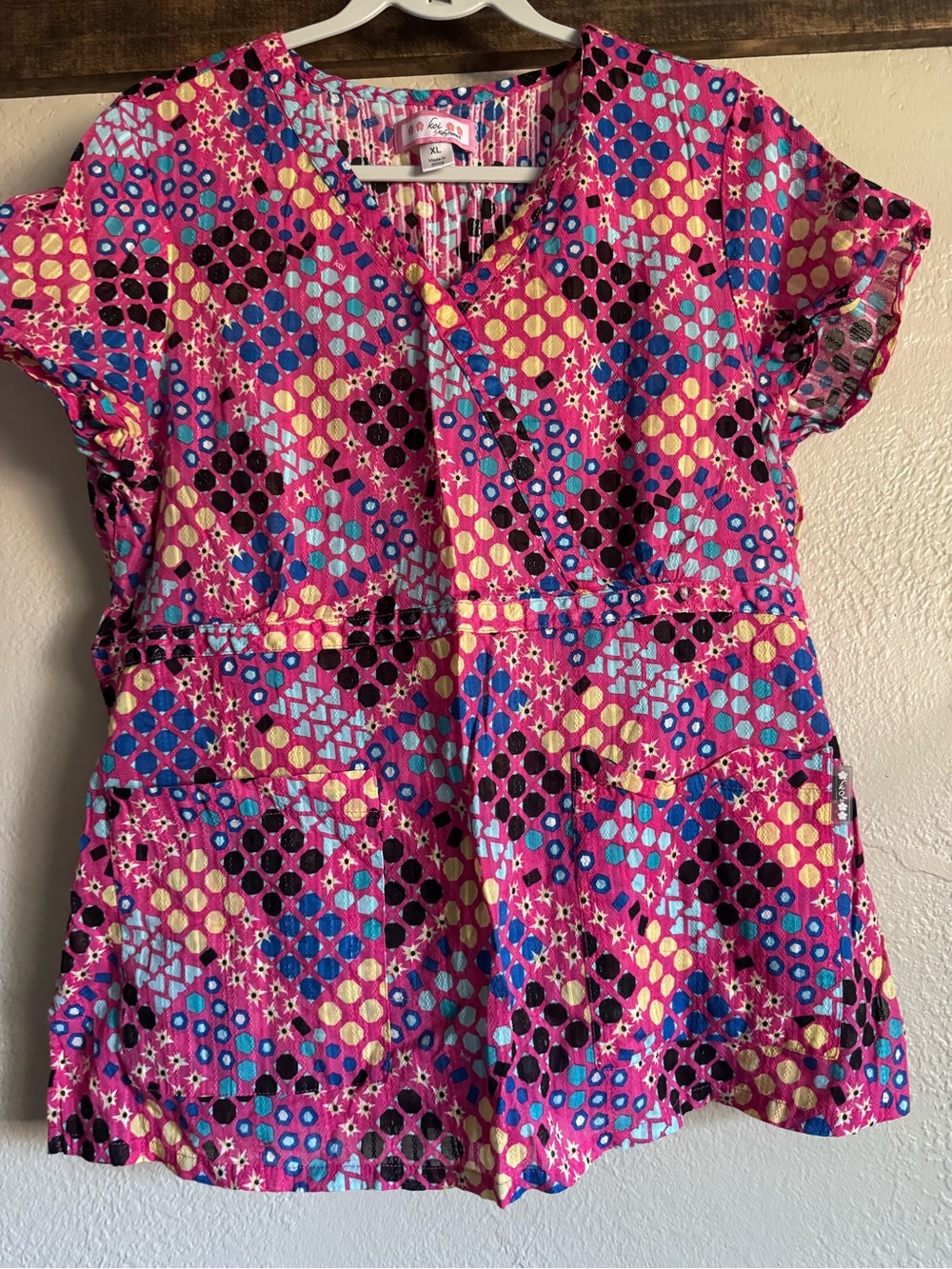 koi Pink Multi-Color Printed Scrub top
